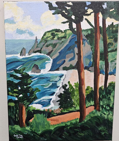 An original acrylic painting by Beth Cornell - By the Sea: acrylic on canvas, 11x14 $225